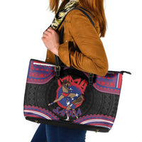 Samoa Mixed Martial Arts Leather Tote Bag Flying Knee Of Samoan DT05 Black - Polynesian Pride