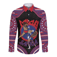 Personalised Samoa Mixed Martial Arts Long Sleeve Button Shirt Flying Knee Of Samoan DT05 Unisex Black - Polynesian Pride