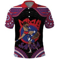 Personalised Samoa Mixed Martial Arts Polo Shirt Flying Knee Of Samoan DT05 Black - Polynesian Pride