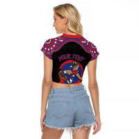 Personalised Samoa Mixed Martial Arts Raglan Cropped T Shirt Flying Knee Of Samoan DT05 - Polynesian Pride