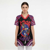 Personalised Samoa Mixed Martial Arts Scrub Top Flying Knee Of Samoan DT05 - Polynesian Pride