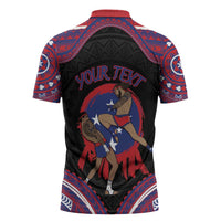 Personalised Samoa Mixed Martial Arts Zipper Polo Shirt Flying Knee Of Samoan DT05 - Polynesian Pride