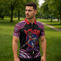 Personalised Samoa Mixed Martial Arts Zipper Polo Shirt Flying Knee Of Samoan DT05 - Polynesian Pride