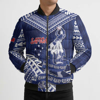 Personalised Samoa Rugby Bomber Puffer Jacket Pacific Warrior Glory - Polynesian Pride