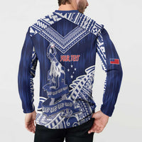 Personalised Samoa Rugby Button Sweatshirt Pacific Warrior Glory - Polynesian Pride