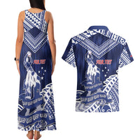 Personalised Samoa Rugby Couples Matching Tank Maxi Dress and Hawaiian Shirt Pacific Warrior Glory - Polynesian Pride