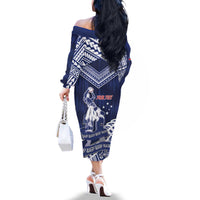 Personalised Samoa Rugby Family Matching Off The Shoulder Long Sleeve Dress and Hawaiian Shirt Pacific Warrior Glory - Polynesian Pride