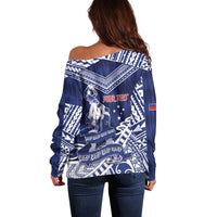 Personalised Samoa Rugby Off Shoulder Sweater Pacific Warrior Glory - Polynesian Pride