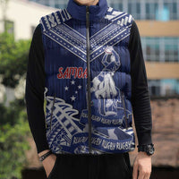 Personalised Samoa Rugby Sleeveless Puffer Jacket Pacific Warrior Glory - Polynesian Pride