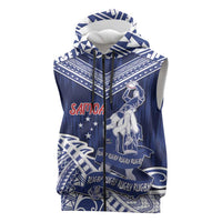 Personalised Samoa Rugby Sleeveless Zip Hoodie Pacific Warrior Glory - Polynesian Pride