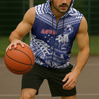 Personalised Samoa Rugby Sleeveless Zip Hoodie Pacific Warrior Glory - Polynesian Pride