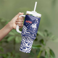 Personalised Samoa Rugby Tumbler With Handle Pacific Warrior Glory - Polynesian Pride