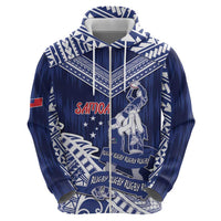 Personalised Samoa Rugby Zip Hoodie Pacific Warrior Glory - Polynesian Pride