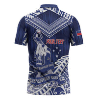 Personalised Samoa Rugby Zipper Polo Shirt Pacific Warrior Glory - Polynesian Pride