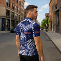 Personalised Samoa Rugby Zipper Polo Shirt Pacific Warrior Glory - Polynesian Pride