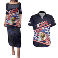 Personalized American Samoa Couples Matching Puletasi and Hawaiian Shirt Bald Eagle With Polynesian Pattern - Polynesian Pride