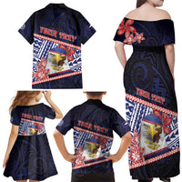 Personalized American Samoa Family Matching Off Shoulder Maxi Dress and Hawaiian Shirt Bald Eagle With Polynesian Pattern - Polynesian Pride