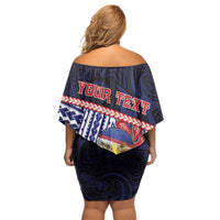 Personalized American Samoa Family Matching Off Shoulder Short Dress and Hawaiian Shirt Bald Eagle With Polynesian Pattern - Polynesian Pride