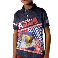 Personalized American Samoa Kid Polo Shirt Bald Eagle With Polynesian Pattern - Polynesian Pride