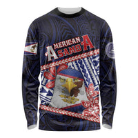 Personalized American Samoa Long Sleeve Shirt Bald Eagle With Polynesian Pattern - Polynesian Pride