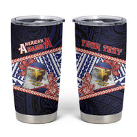 Personalized American Samoa Tumbler Cup Bald Eagle With Polynesian Pattern - Polynesian Pride