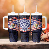 Personalized American Samoa Tumbler With Handle Bald Eagle With Polynesian Pattern - Polynesian Pride