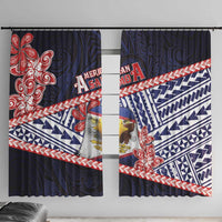 American Samoa Window Curtain Bald Eagle With Polynesian Pattern - Polynesian Pride
