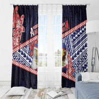 American Samoa Window Curtain Bald Eagle With Polynesian Pattern - Polynesian Pride
