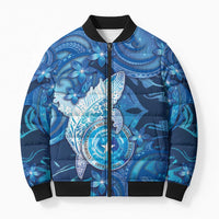 Personalised Northern Mariana Islands Bomber Puffer Jacket Galaxy Polynesian Shark Tattoo - Polynesian Pride