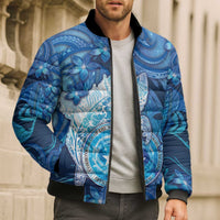 Personalised Northern Mariana Islands Bomber Puffer Jacket Galaxy Polynesian Shark Tattoo - Polynesian Pride