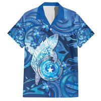 Personalised Northern Mariana Islands Family Matching Puletasi and Hawaiian Shirt Galaxy Polynesian Shark Tattoo - Polynesian Pride
