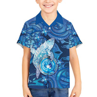Personalised Northern Mariana Islands Kid Hawaiian Shirt Galaxy Polynesian Shark Tattoo - Polynesian Pride