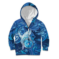 Personalised Northern Mariana Islands Kid Hoodie Galaxy Polynesian Shark Tattoo DT05 Zip Hoodie Blue - Polynesian Pride