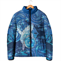 Personalised Northern Mariana Islands Padded Jacket Galaxy Polynesian Shark Tattoo - Polynesian Pride