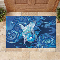 Northern Mariana Islands Rubber Doormat Galaxy Polynesian Shark Tattoo - Polynesian Pride