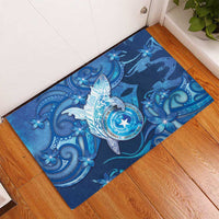 Northern Mariana Islands Rubber Doormat Galaxy Polynesian Shark Tattoo - Polynesian Pride