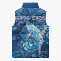 Personalised Northern Mariana Islands Sleeveless Puffer Jacket Galaxy Polynesian Shark Tattoo - Polynesian Pride