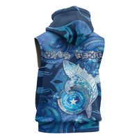 Personalised Northern Mariana Islands Sleeveless Zip Hoodie Galaxy Polynesian Shark Tattoo DT05 - Polynesian Pride