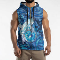 Personalised Northern Mariana Islands Sleeveless Zip Hoodie Galaxy Polynesian Shark Tattoo - Polynesian Pride