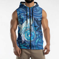 Personalised Northern Mariana Islands Sleeveless Zip Hoodie Galaxy Polynesian Shark Tattoo DT05 - Polynesian Pride