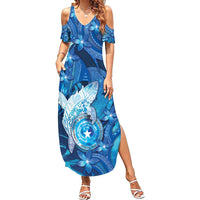 Personalised Northern Mariana Islands Summer Maxi Dress Galaxy Polynesian Shark Tattoo - Polynesian Pride