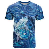 Personalised Northern Mariana Islands T Shirt Galaxy Polynesian Shark Tattoo DT05 Blue - Polynesian Pride