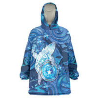 Personalised Northern Mariana Islands Wearable Blanket Hoodie Galaxy Polynesian Shark Tattoo - Polynesian Pride