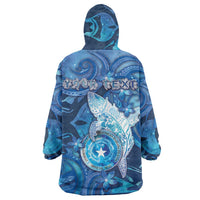 Personalised Northern Mariana Islands Wearable Blanket Hoodie Galaxy Polynesian Shark Tattoo - Polynesian Pride