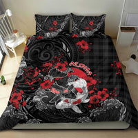 Hawaiian And Japanese Bedding Set Aloha Koi Fish Palaka Patterns - Polynesian Pride
