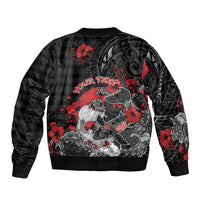 Personalised Hawaiian And Japanese Bomber Jacket Aloha Koi Fish Palaka Patterns - Polynesian Pride