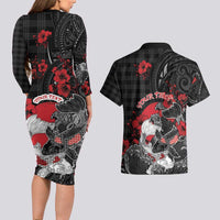 Personalised Hawaiian And Japanese Couples Matching Long Sleeve Bodycon Dress and Hawaiian Shirt Aloha Koi Fish Palaka Patterns - Polynesian Pride