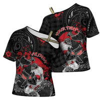 Personalised Hawaiian And Japanese Cross Shoulder Shirt Aloha Koi Fish Palaka Patterns DT05 - Polynesian Pride