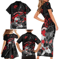 Personalised Hawaiian And Japanese Family Matching Short Sleeve Bodycon Dress and Hawaiian Shirt Aloha Koi Fish Palaka Patterns - Polynesian Pride