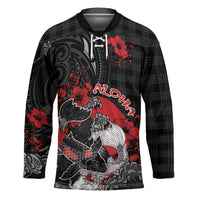 Personalised Hawaiian And Japanese Hockey Jersey Aloha Koi Fish Palaka Patterns DT05 Unisex Black - Polynesian Pride